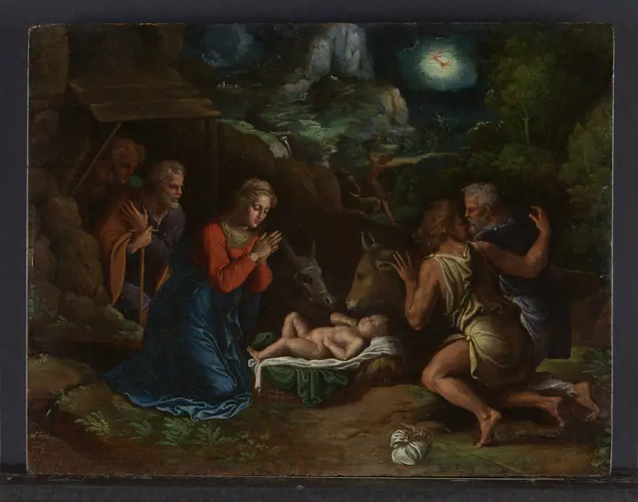 La adoración de los pastores, Girolamo da Carpi