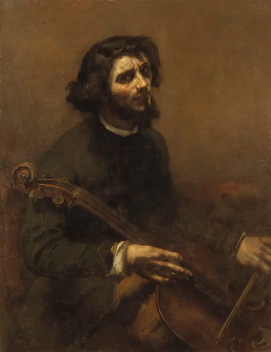 Autorretrato (El violonchelista), Gustave Courbet