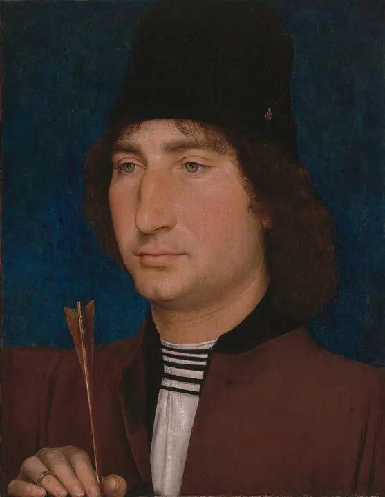 Retrato de un hombre con una flecha, Hans Memling
