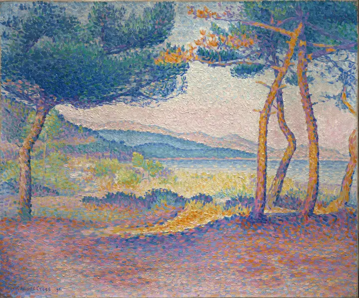 Pinos junto a la orilla, Henri-Edmond Cross