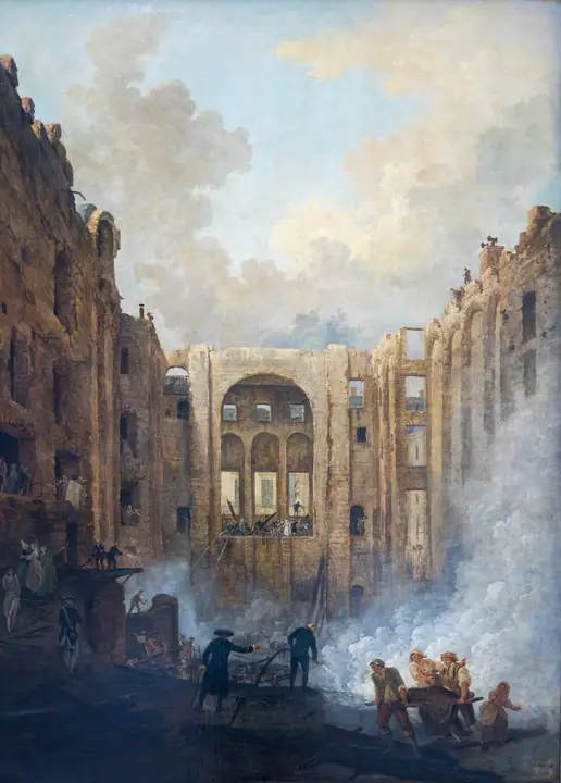 El incendio de la Ópera del Palacio Real, Hubert Robert