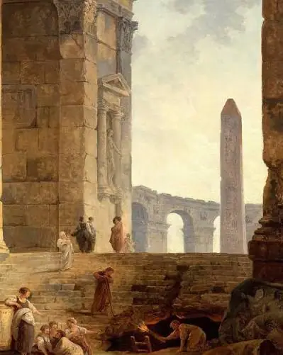 El obelisco en ruinas, Hubert Robert