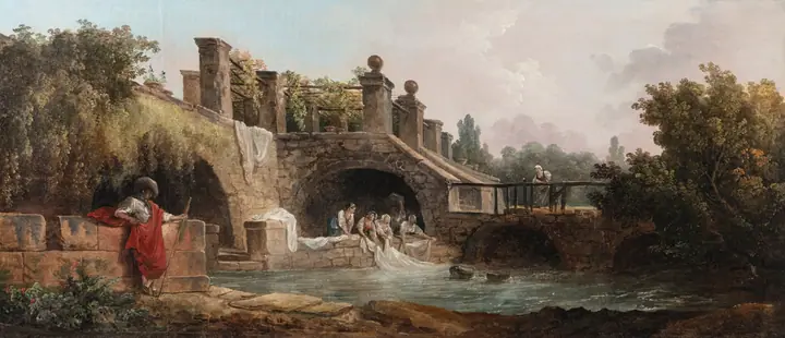 Mujer sacando agua, Hubert Robert