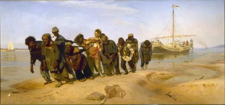 Burlaks vadeando el río, Ilyá Repin