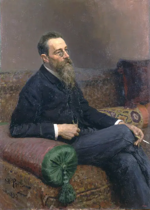 Retrato del compositor Nikolái Rimski-Kórsakov, Ilyá Repin