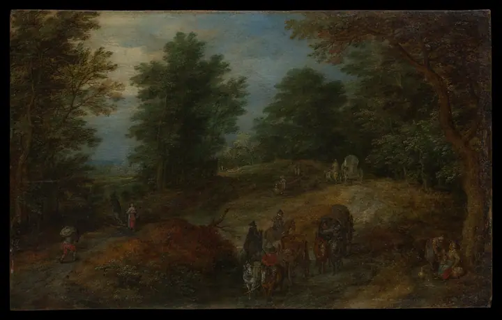 Paisaje con viajeros en un sendero boscoso, Jan Brueghel el Viejo