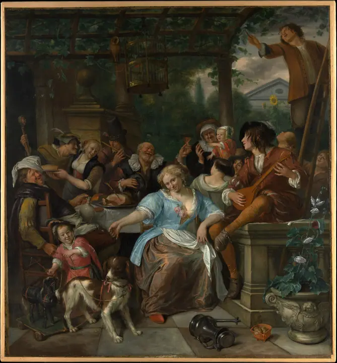 Reunión alegre en una terraza, Jan Steen