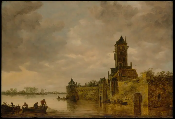 Castillo junto a un río, Jan van Goyen