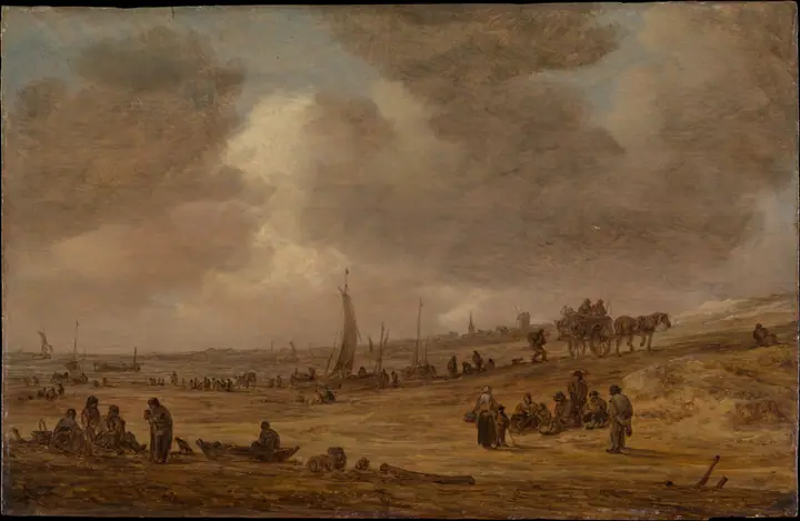Una playa con barcos de pesca, Jan van Goyen