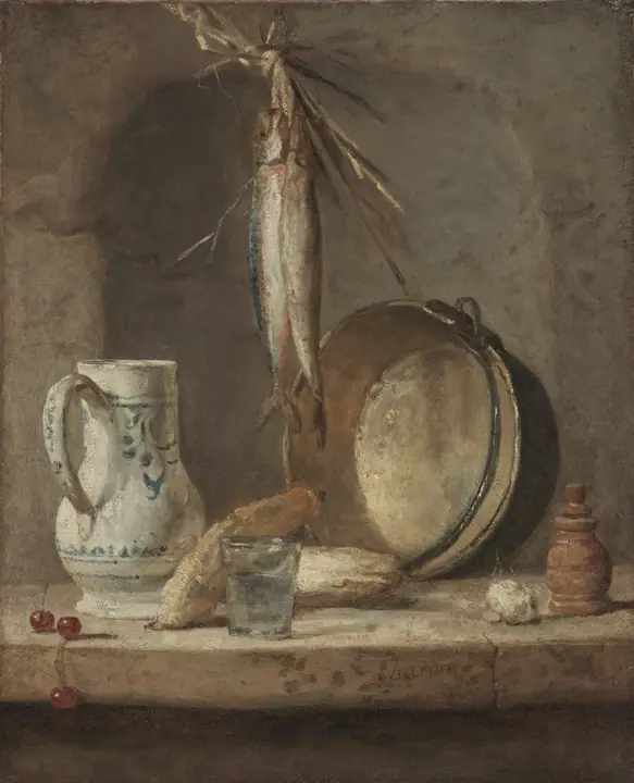 Naturaleza muerta con arenques, Jean-Baptiste-Siméon Chardin
