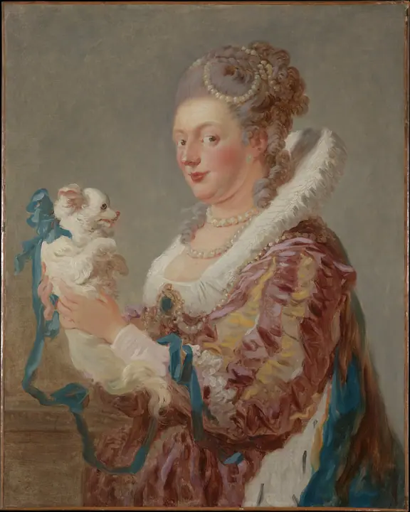 Marie Émilie Coignet de Courson (1716–1806) con un perro, Jean-Honoré Fragonard
