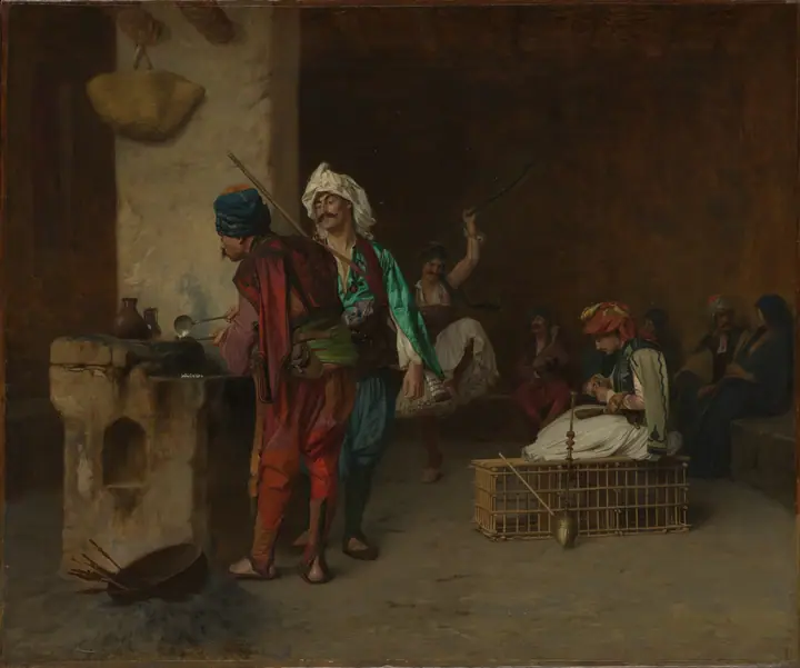 Casa de café en El Cairo (Fundiendo balas), Jean-Léon Gérôme