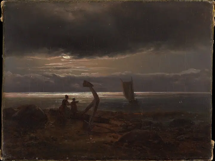 Madre e hijo junto al mar, Johan Christian Dahl