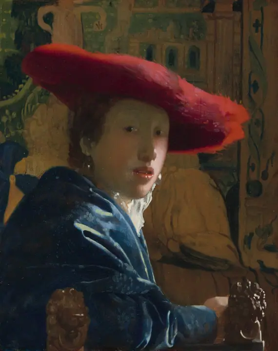 Mujer con sombrero rojo, Johannes Vermeer