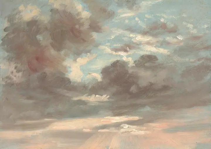 Estudio de nubes, puesta de sol tormentosa, John Constable