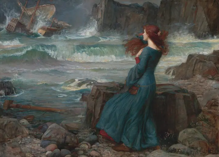 Miranda y la tempestad, John William Waterhouse