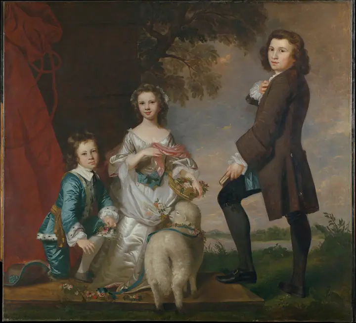 Thomas (1740–1825) y Martha Neate (1741–después de 1795) con su tutor Thomas Needham, Joshua Reynolds