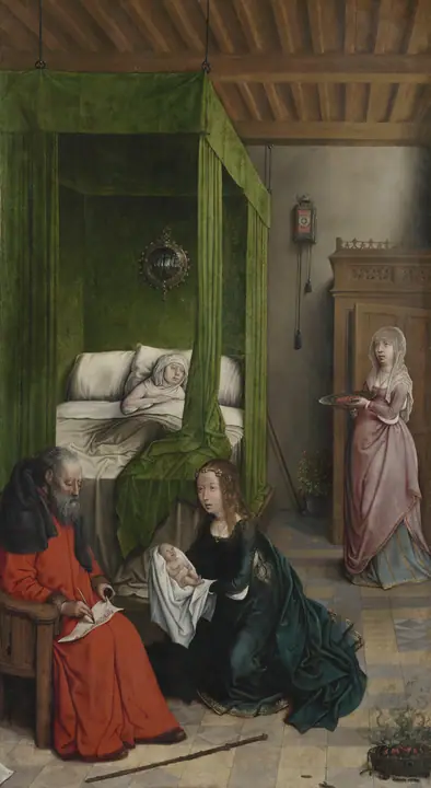El nacimiento y la imposición del nombre de Juan el Bautista, Juan de Flandes