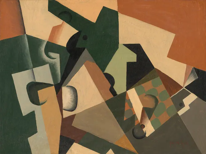 Vaso y tablero de damas, Juan Gris