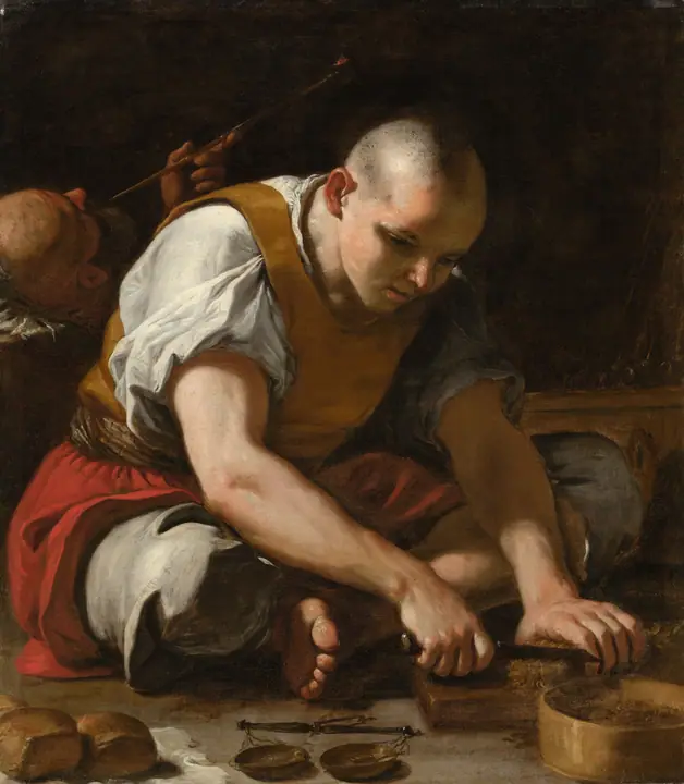 Hombre cortando tabaco, Mattia Preti