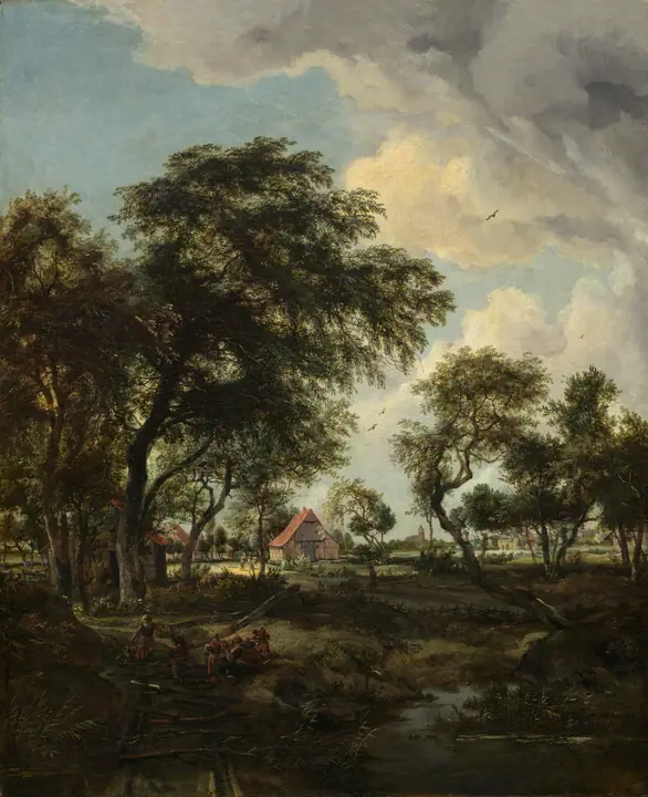 Granja bajo el sol, Meindert Hobbema
