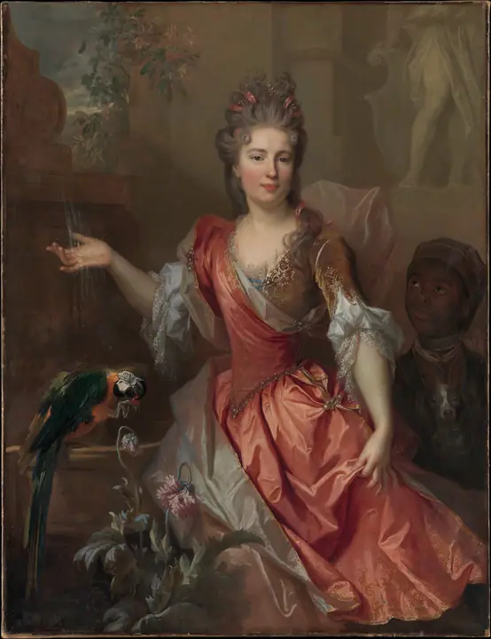 Retrato de una mujer y un sirviente esclavizado, Nicolas de Largillierre