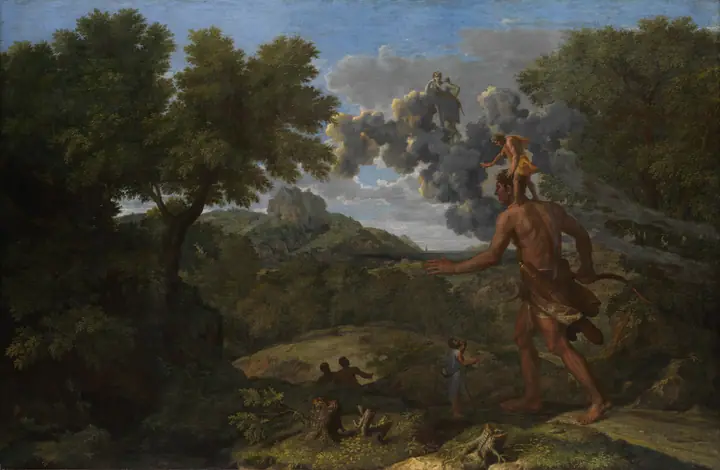Orión ciego buscando el sol naciente, Nicolas Poussin