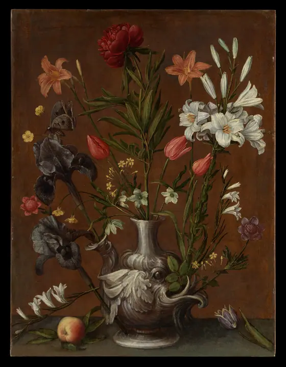 Flores en un jarrón grotesco, Orsola Maddalena Caccia