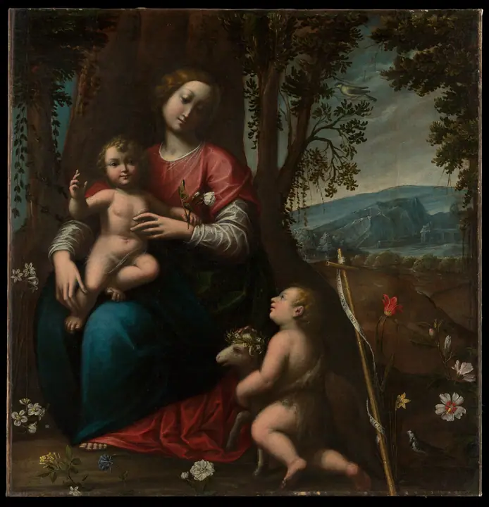 Virgen con el Niño y el infante San Juan Bautista, Orsola Maddalena Caccia