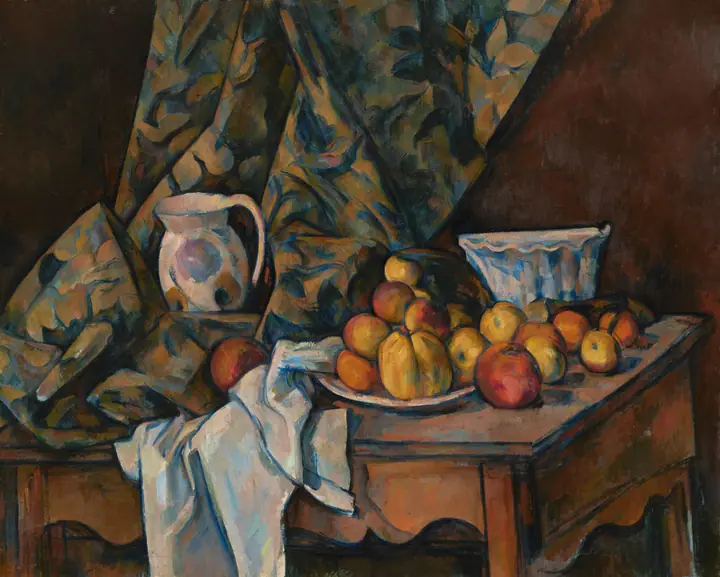 Bodegón con manzanas y melocotones, Paul Cézanne