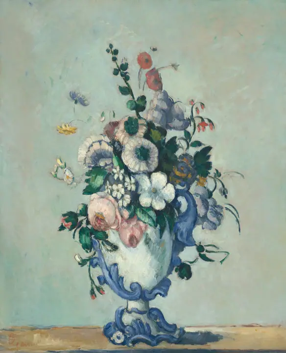 Flores en un jarrón rococó, Paul Cézanne