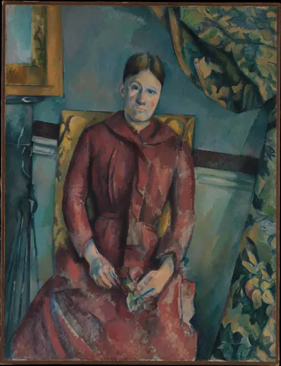 Madame Cézanne (Hortense Fiquet, 1850–1922) con vestido rojo, Paul Cézanne