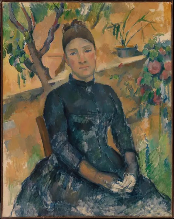 Madame Cézanne (Hortense Fiquet, 1850–1922) en el invernadero, Paul Cézanne