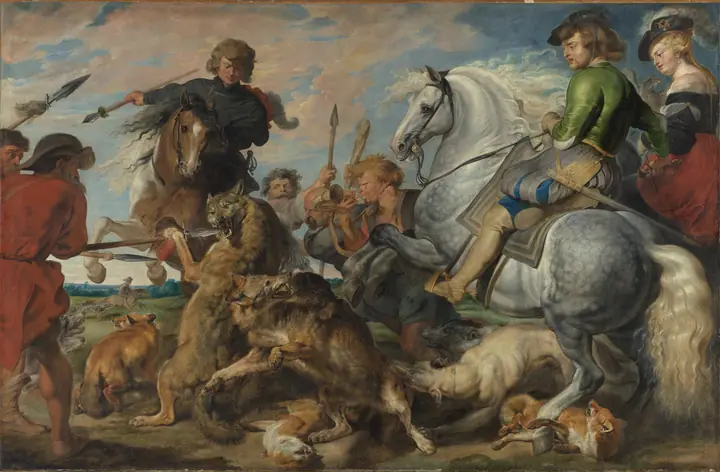 Caza de lobos y zorros, Peter Paul Rubens