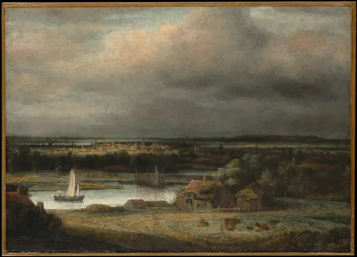 Paisaje fluvial amplio, Philips Koninck