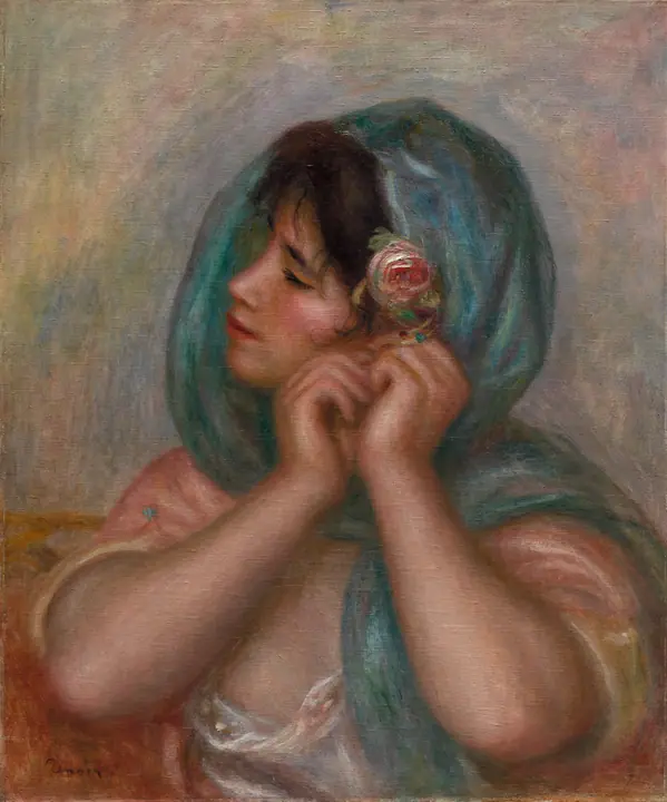 Joven arreglándose el pendiente, Pierre-Auguste Renoir