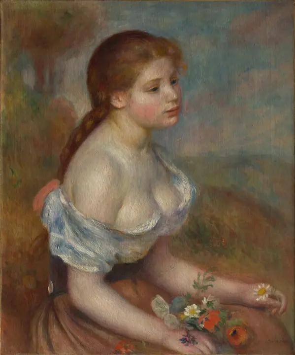Joven con margaritas, Pierre-Auguste Renoir