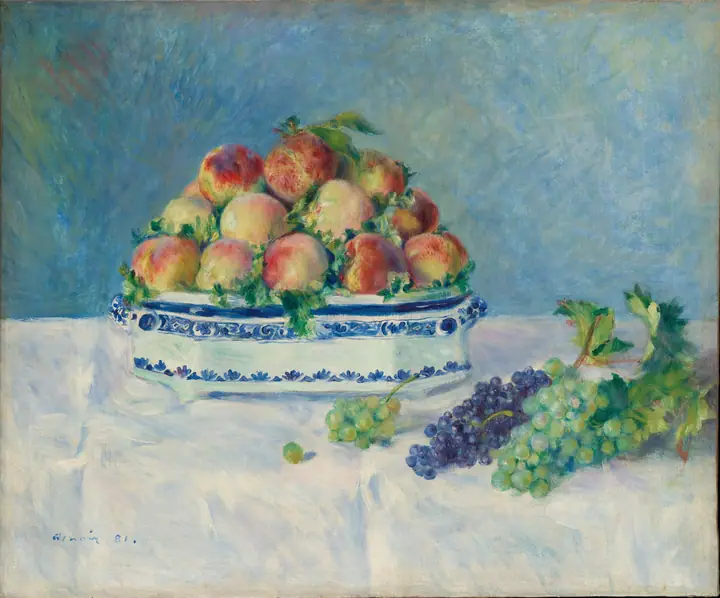 Naturaleza muerta con melocotones y uvas, Pierre-Auguste Renoir