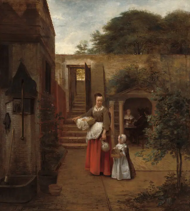 Mujer y niño en un patio, Pieter de Hooch