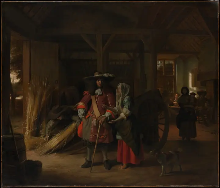 Pagando a la posadera, Pieter de Hooch