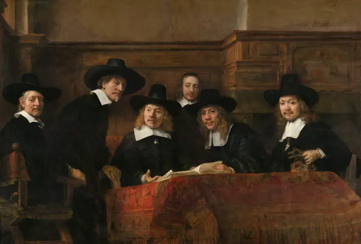 Los síndicos de los guarnicioneros, Rembrandt van Rijn