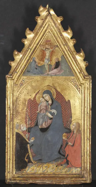 Virgen con el Niño adorada por santa María Magdalena y san Nicolás de Bari; Cristo crucificado con la Virgen y, Sano di Pietro