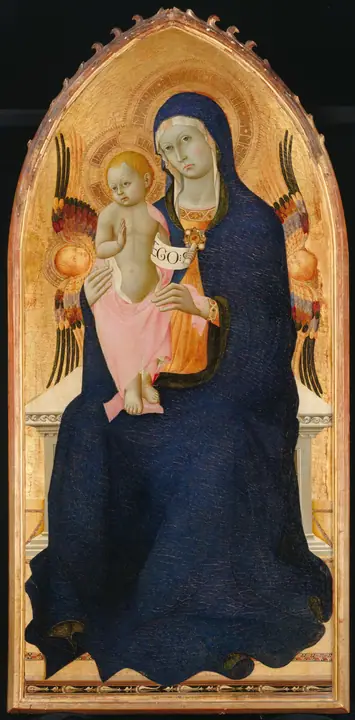 Virgen con el Niño entronizada con dos querubines, Sano di Pietro