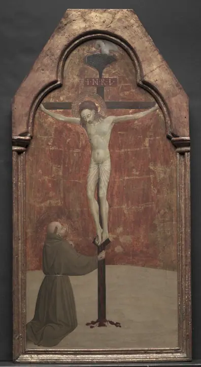 San Francisco arrodillado ante Cristo en la cruz, Sassetta