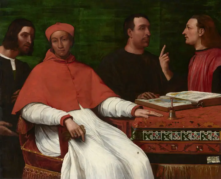 El cardenal Bandinello Sauli, su secretario y dos geógrafos, Sebastiano del Piombo