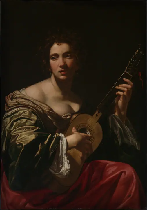 Mujer tocando la guitarra, Simon Vouet