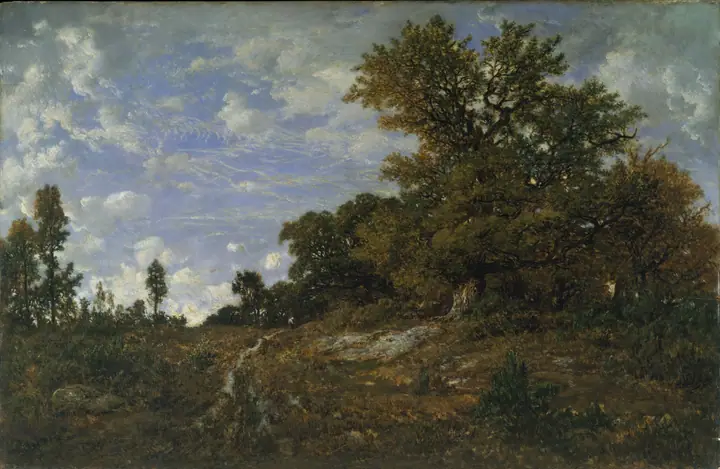 El borde del bosque en Monts-Girard, bosque de Fontainebleau, Théodore Rousseau