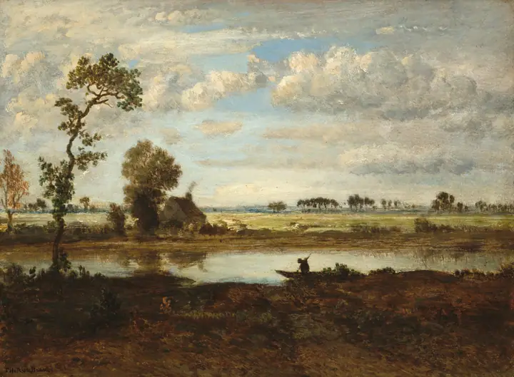 Paisaje con barquero, Théodore Rousseau