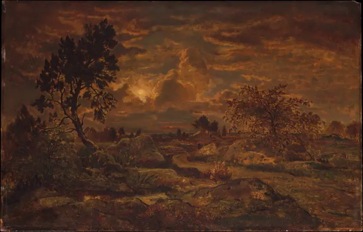 Puesta de sol cerca de Arbonne, Théodore Rousseau