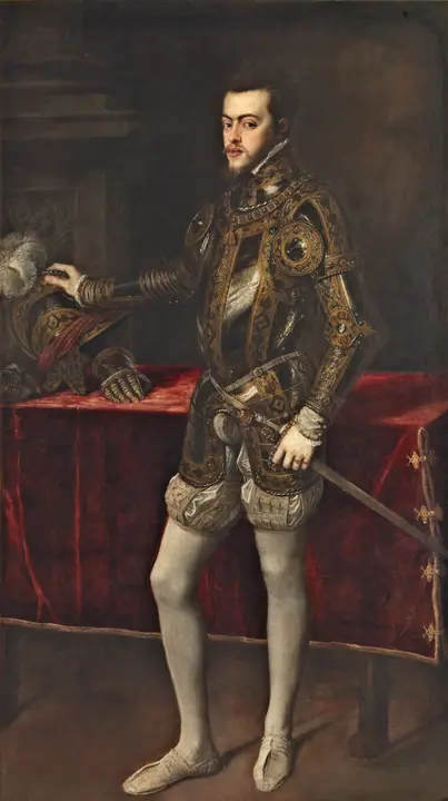 Felipe II con armadura, Tiziano Vecellio
